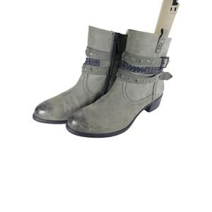 Gerry Weber Women's EU41 US10-10,5 Gray Leather Studded Strappy Ankle Boots